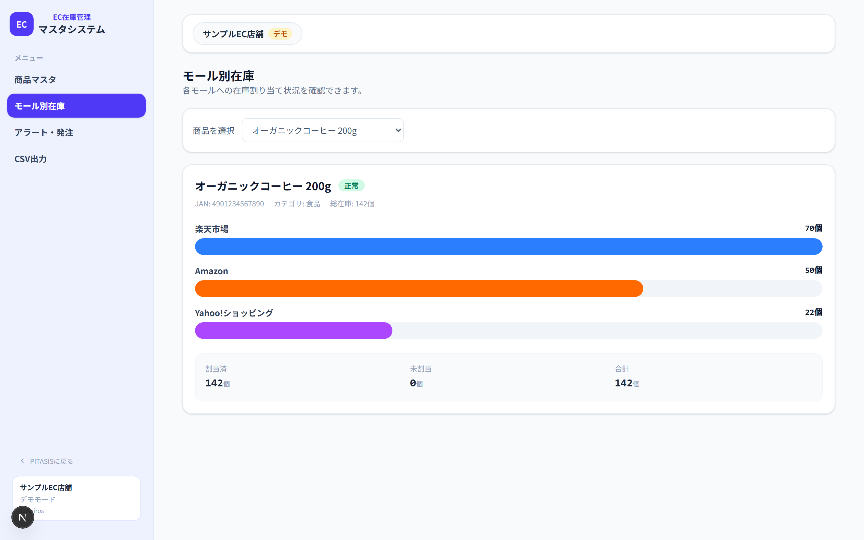 EC在庫管理マスタシステムの画面
